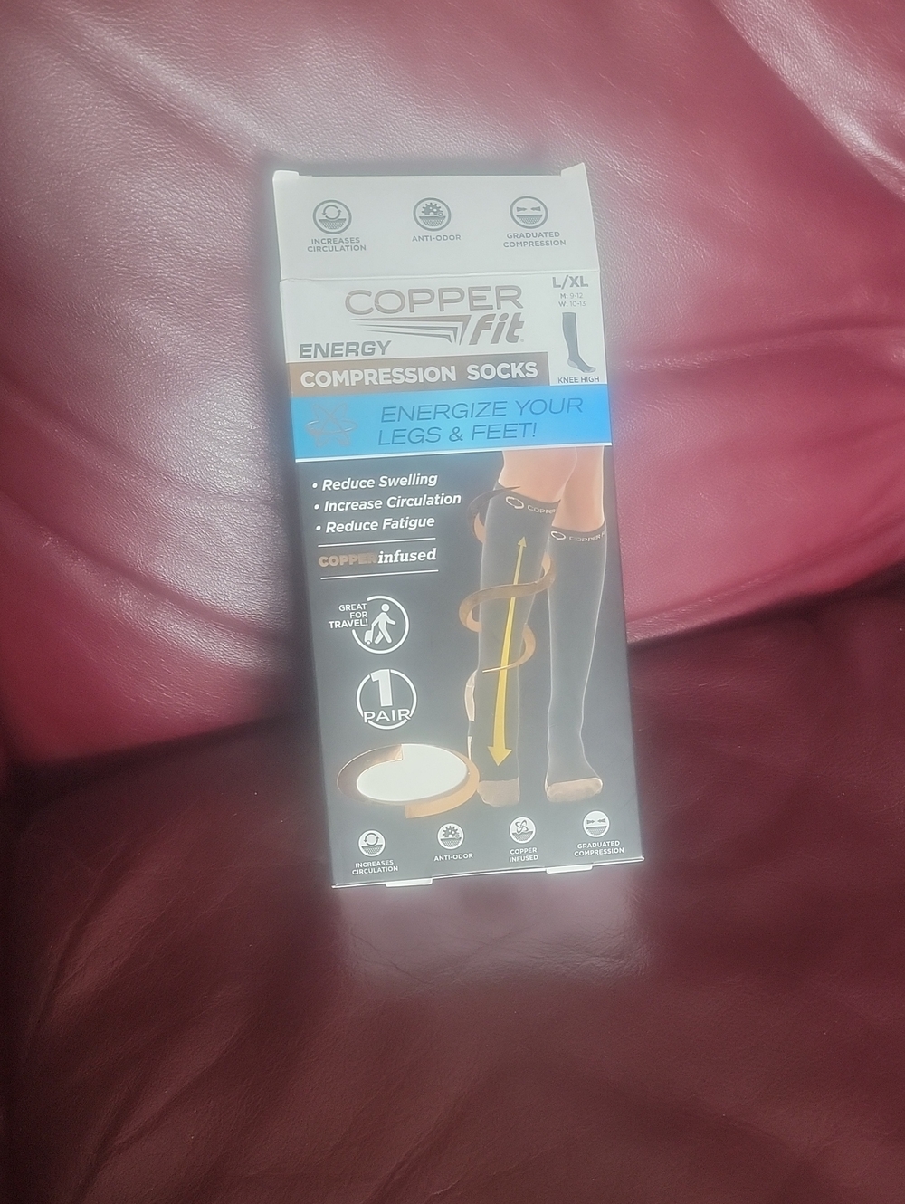 Copper Fit Energy Compression Socks - Black (L/XL)